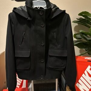 New York & Company Black Hooded Jacket
